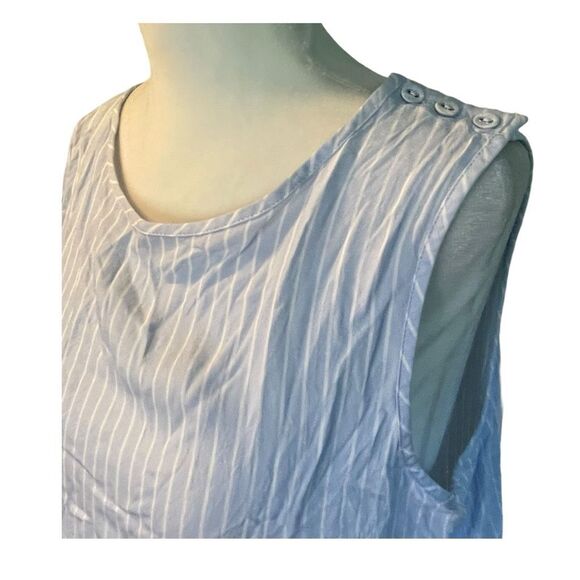 Banana Republic Striped Poplin Blouse Blue White Button Shoulder Accent M - Picture 2 of 8